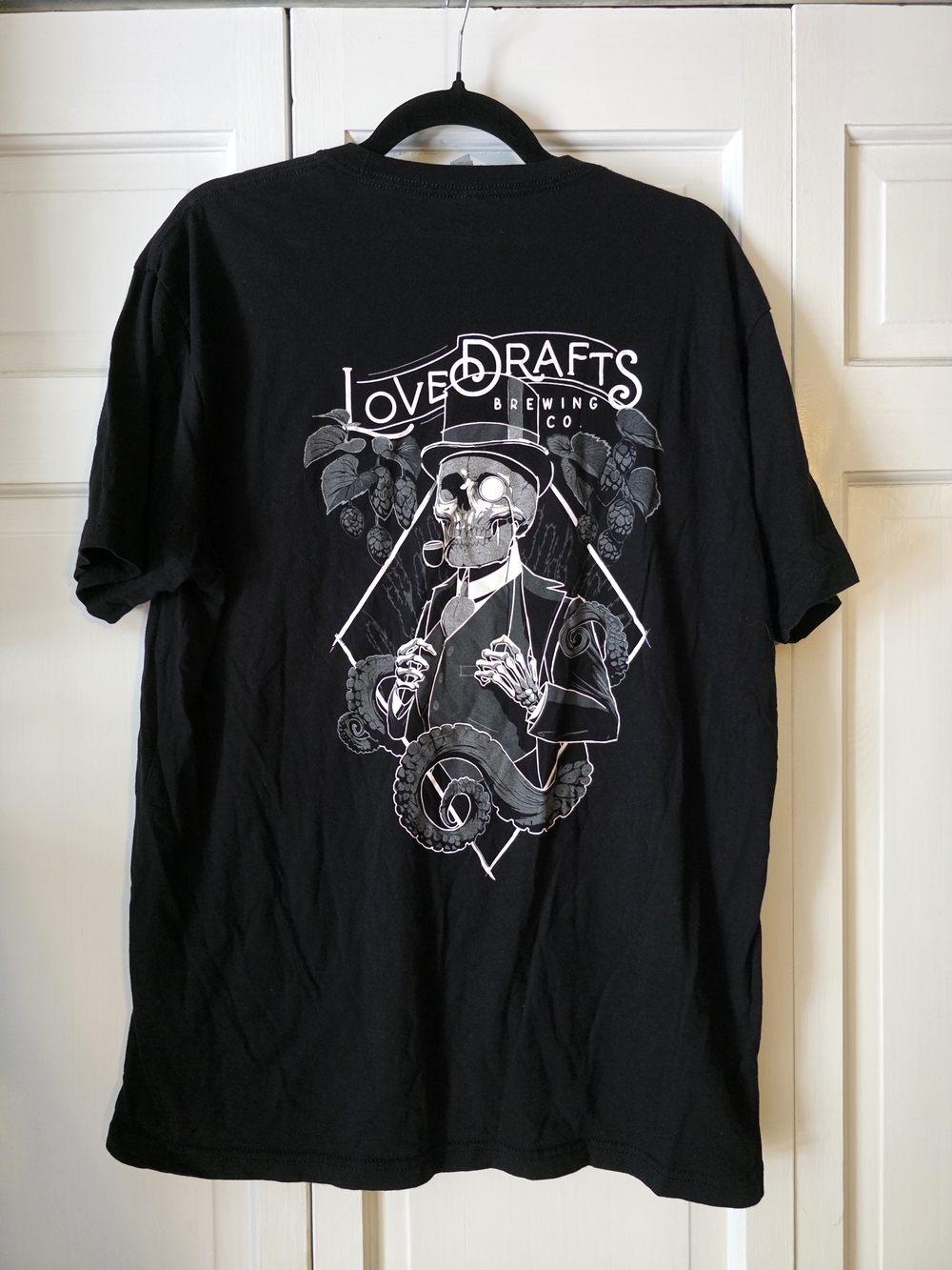 Lovedraft's Brewing Co. Skull Graphic T-Shirt XL Black Brewery Beer Goth Octopus
